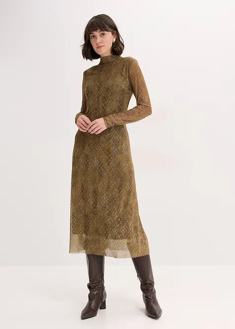 Midikjole av lett mesh, bonprix