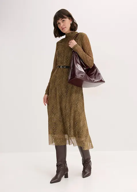 Midikjole av lett mesh, bonprix