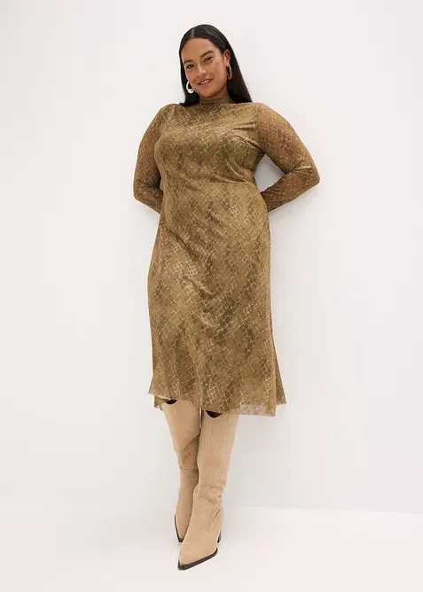 Midikjole av lett mesh, bonprix