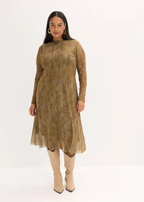 Midikjole av lett mesh, bonprix