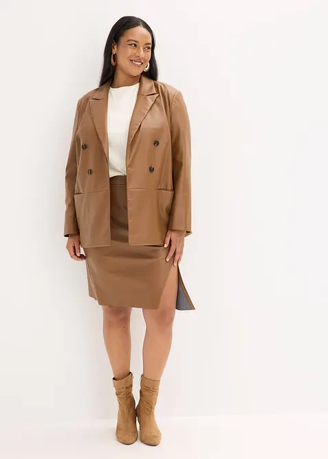 Oversized blazer i imitert skinn, bonprix