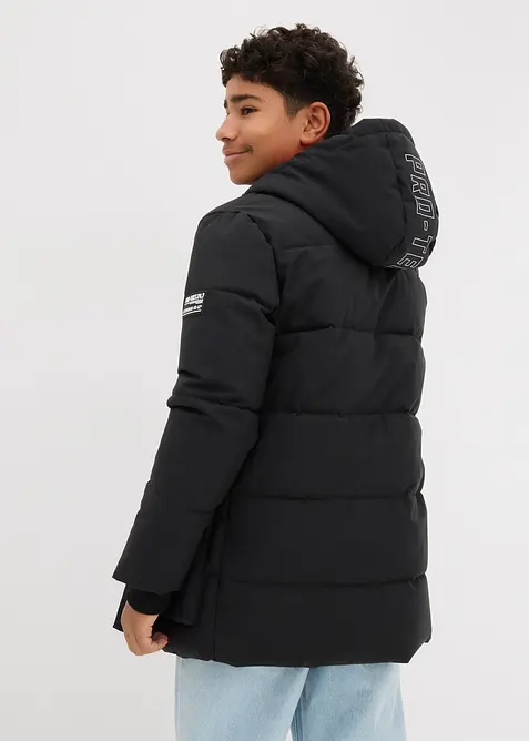 Vattert parkas med hette og sporty detaljer, bonprix