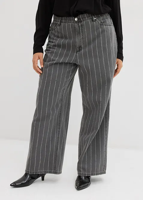 Wide Leg Jeans High Waist med destroyed-effekter, bonprix