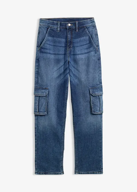 Varmende, Loose Fit-cargojeans med jerseyfôr, Tapered, bonprix