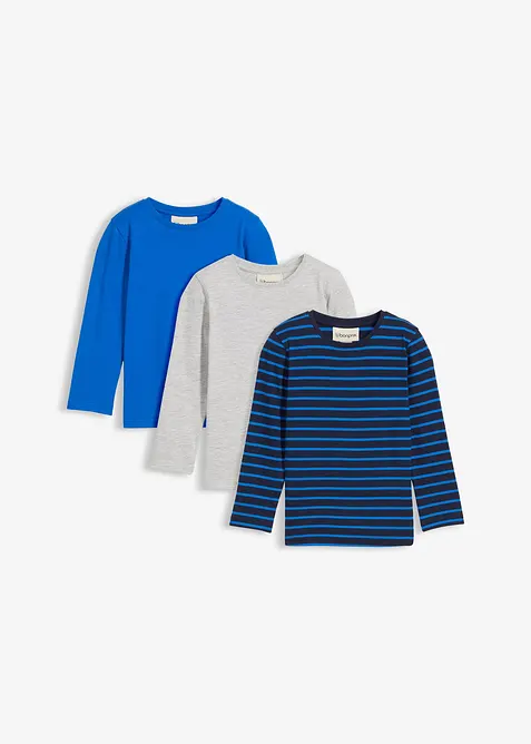 Langermet topp i ren økologisk bomull (3-pack), bonprix