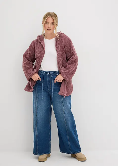 Teddy-fleecejakke i A-fasong med splitter i siden, bonprix