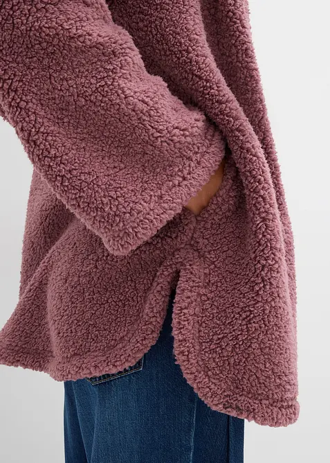 Teddy-fleecejakke i A-fasong med splitter i siden, bonprix
