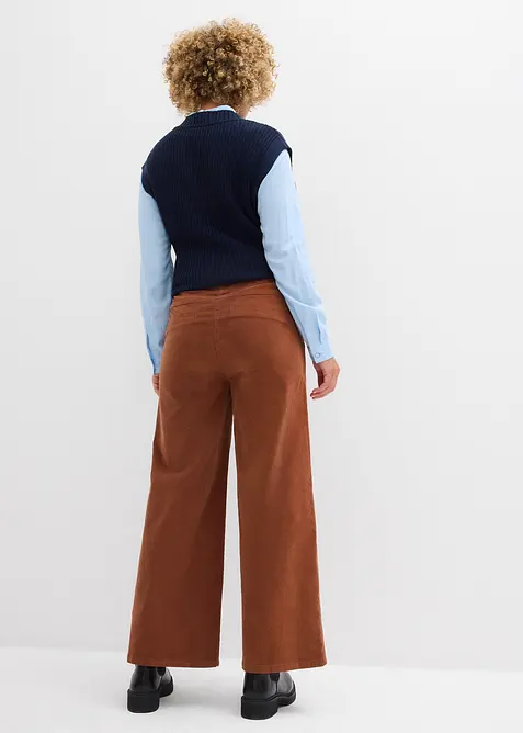Kordfløyelsbukse med komfortlinning, High Waist, bonprix