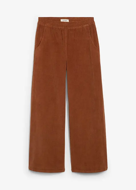 Kordfløyelsbukse med komfortlinning, High Waist, bonprix