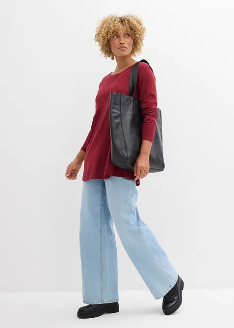 Langermet topp i bomull-/viskosemiks, bonprix