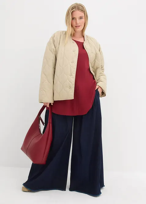 Langermet topp i bomull-/viskosemiks, bonprix