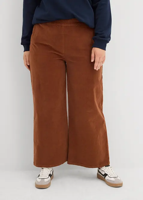 Kordfl&oslash;yelsbukse med komfortlinning, High Waist, bonprix