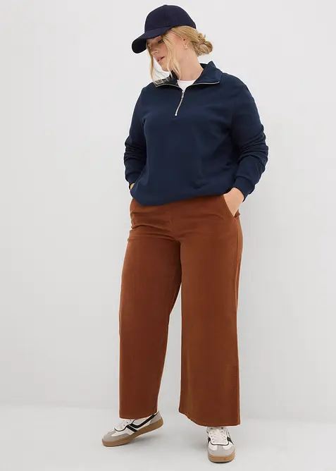 Kordfl&oslash;yelsbukse med komfortlinning, High Waist, bonprix