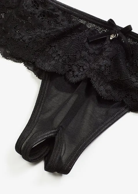 Korsett med strømpeholder +stringtruse ouvert (2-delt sett), bonprix