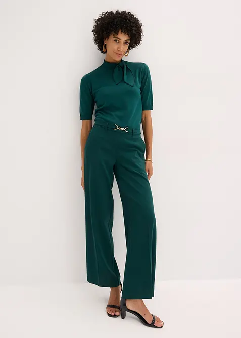 Bukse med vide ben og pyntebelte, bonprix