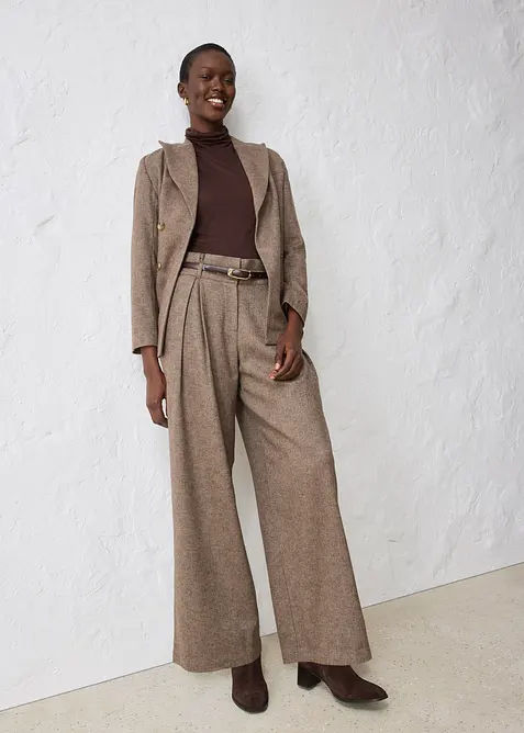 Bukse med ull og vide ben, bonprix