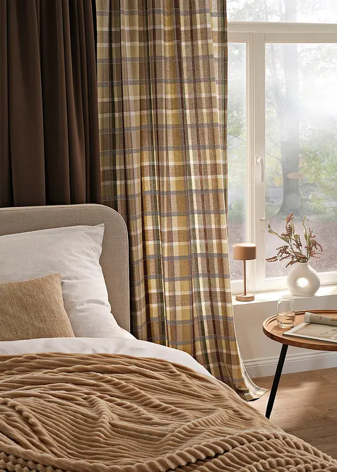 Gardin i økologisk bomull med rutemønster (1-pack), bonprix