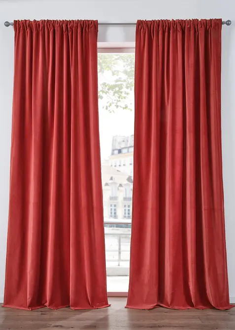 Fløyelsgardin i økologisk bomull (1-pack), bonprix