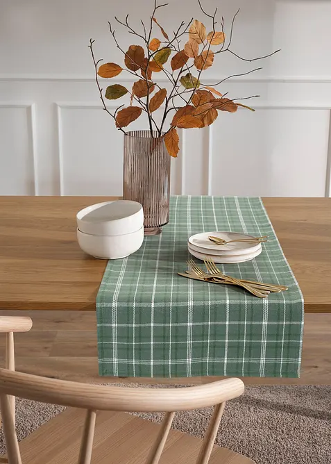 Bordl&oslash;per i &oslash;kologisk bomull med rutem&oslash;nster, bonprix