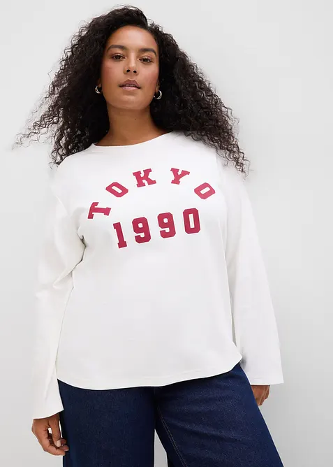 Langermet topp i 100% bomull, bonprix