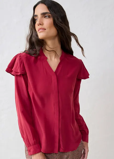 Bluse med silkeandel, bonprix