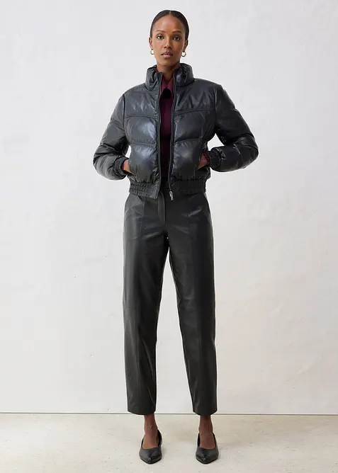 Vattert skinnjakke i lammenappa, bonprix