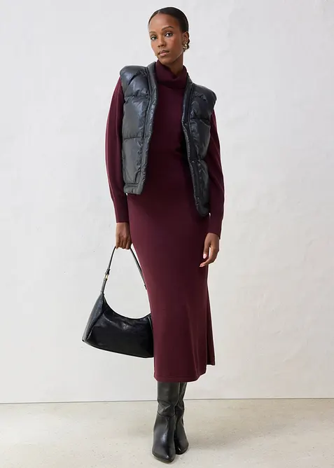 Vattert skinnvest i lammenappa, bonprix