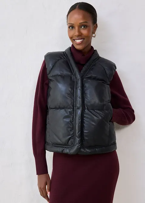 Vattert skinnvest i lammenappa, bonprix