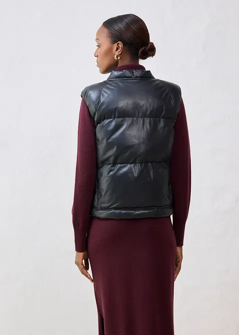 Vattert skinnvest i lammenappa, bonprix