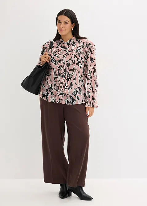 Chiffonbluse med volanger, bonprix