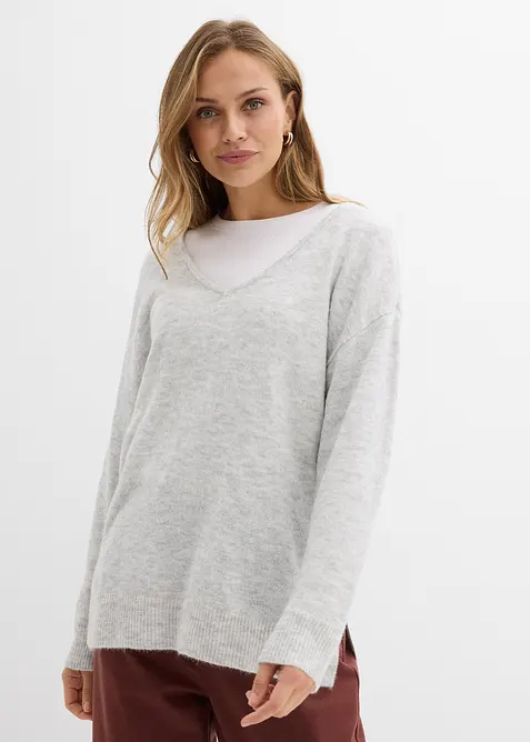 Oversized, lang genser med sidesplitter, bonprix