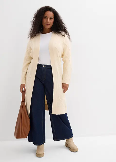 Kabelstrikket coatigan, bonprix