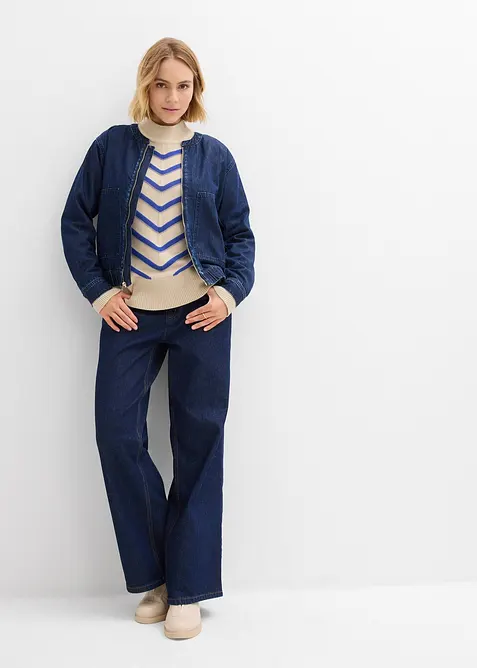 Genser med strukturstriper, bonprix