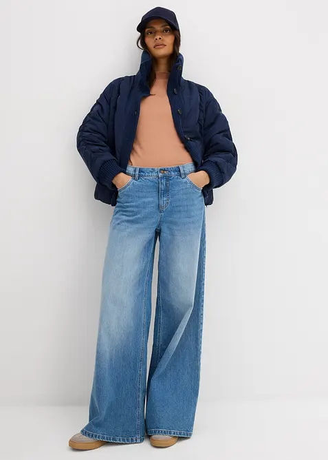 Vattert jakke med ribbekanter, bonprix