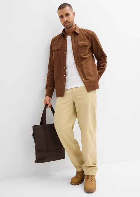 Kordfløyelskjorte i bomull med elastan, bonprix