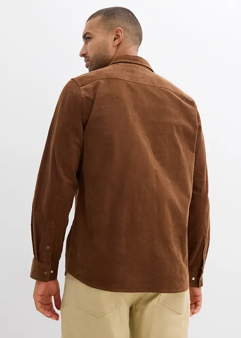 Kordfløyelskjorte i bomull med elastan, bonprix