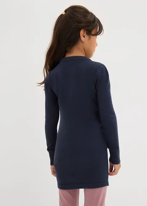 Lang, finstrikket genser med paljetter, bonprix