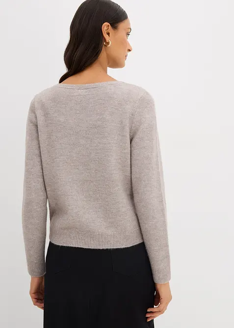 Strikket genser med b&aring;thals, bonprix