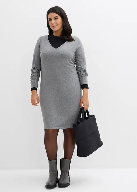 Jerseykjole med V-hals (2-pack), bonprix