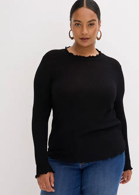 Ribbestrikket topp av viskosemiks, bonprix