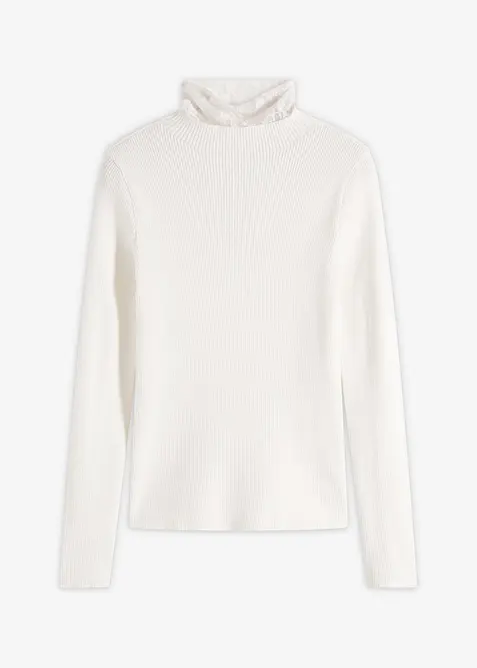 Ribbestrikket genser i lett viskosemiks, bonprix