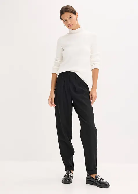 Ribbestrikket genser i lett viskosemiks, bonprix