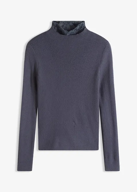 Ribbestrikket genser i lett viskosemiks, bonprix