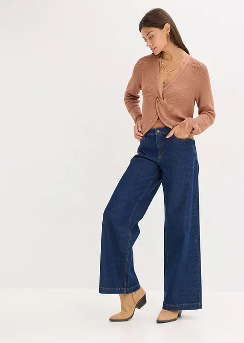 Ribbestrikket genser i lett viskosemiks, bonprix