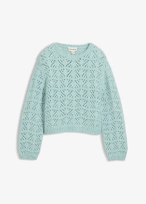 Grovstrikket genser med hullmønster, bonprix