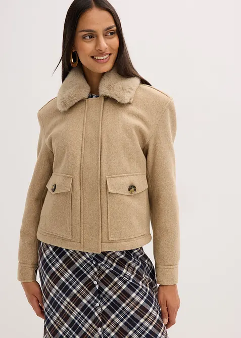 Vinterjakke i ullstil, bonprix