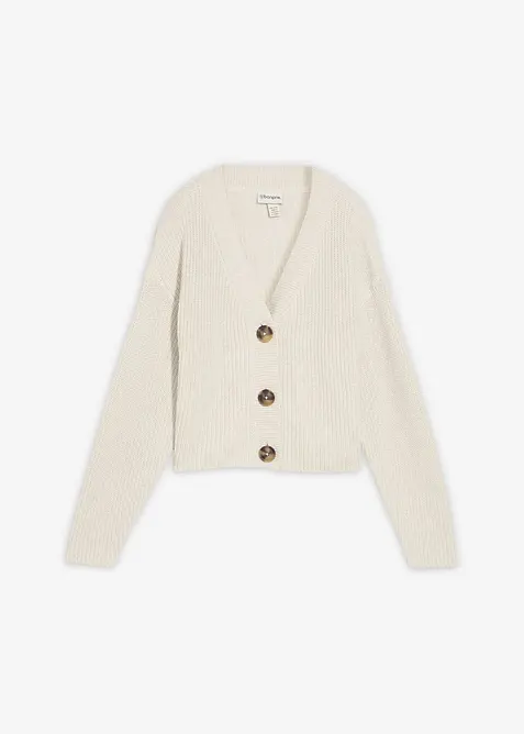 Grovstrikket cardigan i 100% bomull, bonprix