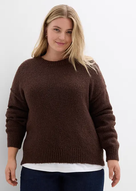 Oversized genser i finstrikk, bonprix