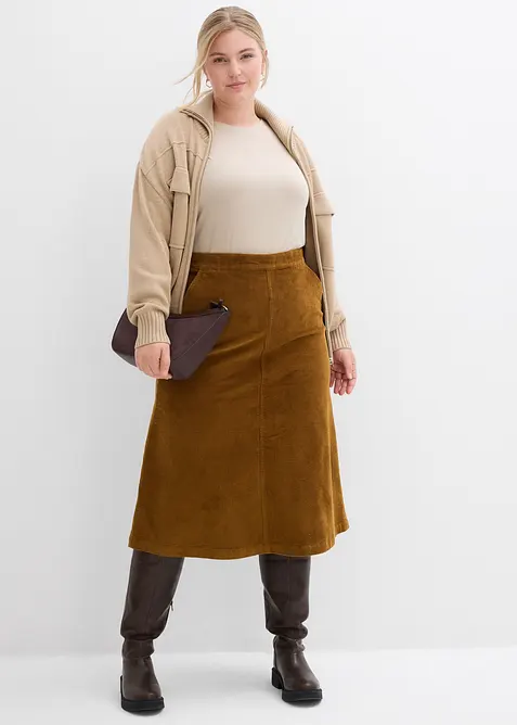 Skjørt i kordfløyel, bonprix