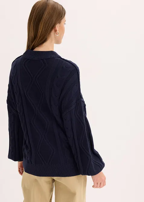 Oversized genser med flettem&oslash;nster, bonprix